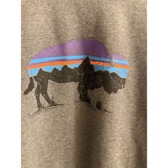 Patagonia Fitz Roy‎ Bison Sweatshirt Womens Large Dark Gray Long Sleeve - Picture 2 of 5